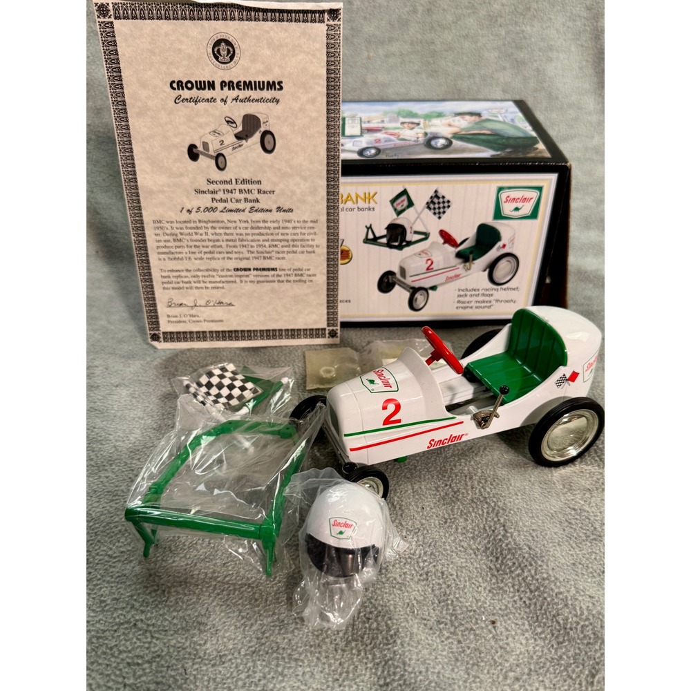 Crown Premiums Sinclair 1947 BMC Racer Pedal Car Bank 1/6 Scale Limited Edition